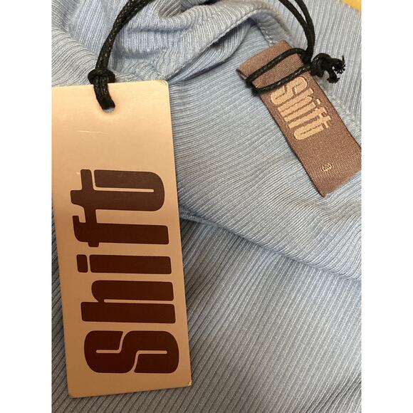 NEW Shift Women's Blue Rib Knit Long Dolman Sleeve Crewneck Sweater Top Size 3 - Picture 3 of 4